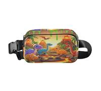 Marsupio alla moda con scena di dinosauro vulcano, per donne, uomini, adolescenti, resistente all'acqua, borsa a tracolla con tracolla regolabile per viaggi