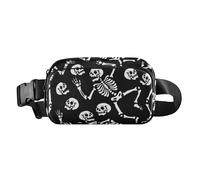 Marsupio alla moda con scheletri che ballano tutti i santi, per donne e uomini, grande capacità, con cinghia regolabile, per viaggi, corsa, escursionismo, Scheletri che ballano Ognissanti Happy