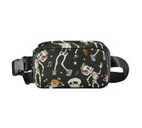 Marsupio alla moda con scheletro, per uomini e donne, grande capacità, con cinghia regolabile, per viaggi, palestra, lavoro, Scheletro che balla festivo Happy Halloween, 1 size