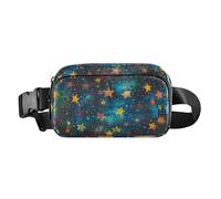 Marsupio alla moda con sfondo nero con stelle, per uomini e donne, impermeabile, con cinghia regolabile, per viaggi, palestra, lavoro, Stelle di sfondo nero, 1 size