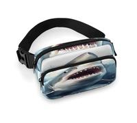 Marsupio alla moda con squalo nel mare, borsa da cintura con tracolla regolabile e tasche con cerniera, borse a tracolla per viaggi, casual, ciclismo, corsa, escursionismo