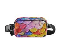 Marsupio alla moda con squame colorate arcobaleno da sogno per uomo donna borsa a tracolla multiuso antifurto con cinturino regolabile per viaggi vacanze corsa, Scale colorate arcobaleno,