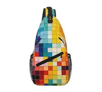 Marsupio alla moda con stampa a filo colorato per uomo borsa a tracolla alla moda per donne e uomini, Blocco cromatografico, Taglia unica
