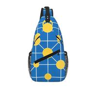 Marsupio alla moda con stampa a filo colorato per uomo borsa a tracolla alla moda per donne e uomini, Blu Giallo Griglia, Taglia unica