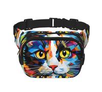 Marsupio alla moda con stampa acquerello di un gatto, borsa messenger unisex, marsupio da viaggio alla moda