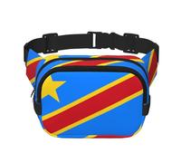 Marsupio alla moda con stampa bandiera del Congo, borsa messenger unisex, borsa da viaggio alla moda, nero, taglia unica