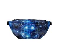 Marsupio alla moda con stampa bandiera del Kazakistan per donne e uomini, borsa a tracolla con tasche con cerniera, grande capacità, Intelligenza Artificiale Cervello, One Size