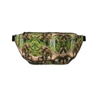 Marsupio alla moda con stampa bandiera dell'Ucraina per donne e uomini, borsa a tracolla con tasche con cerniera, grande capacità, Pantera sulla cascata del tronco d'albero, One Size