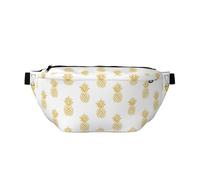 Marsupio alla moda con stampa di bussola, con barca a vela, ideale per viaggi, corsa, escursionismo, ciclismo e altro ancora, Sfondo D'ananas Oro, One Size