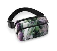 Marsupio alla moda con stampa di cavallo verde in twill di grande capacità, un articolo indispensabile per viaggiare a mani libere, Cavallo Verde, 20x13cm