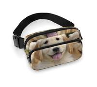Marsupio alla moda con stampa di cuccioli di golden retriever di grande capacità, un articolo indispensabile per viaggiare a mani libere, Cuccioli Golden Retriever, 20x13cm