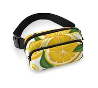 Marsupio alla moda con stampa di frutta e limone in twill di grande capacità, un articolo indispensabile per viaggiare a mani libere, Modello di frutta al limone, 20x13cm
