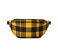 Marsupio alla moda con stampa di ossa di cane, ideale per viaggi, corsa, escursionismo, ciclismo e altro ancora, Plaid Nero Grigio Giallo, One Size