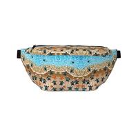 Marsupio alla moda con stampa di palline da pickleball colorate, ideale per viaggi, corsa, escursionismo, ciclismo e altro ancora, Tartaruga strisciando sulla spiaggia, One Size