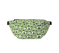 Marsupio alla moda con stampa di Parigi con scena di strada e torre Eiffel, ideale per viaggi, corsa, escursionismo, ciclismo e molto altro ancora, Panda sfondo verde., One Size