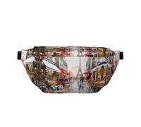 Marsupio alla moda con stampa di Parigi con scena di strada e torre Eiffel, ideale per viaggi, corsa, escursionismo, ciclismo e molto altro ancora, Pittura A Olio Parigi Scena Strada Torre Eiffel, One