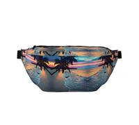 Marsupio alla moda con stampa di uva viola e verde, ideale per viaggi, corsa, escursionismo, ciclismo e altro ancora, Coconut Beach - Amaca al tramonto, One Size