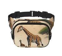 Marsupio alla moda con stampa giraffa madre e bambino, unisex borsa messenger, marsupio da viaggio alla moda