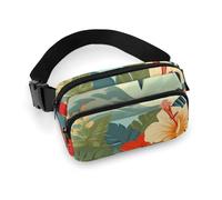 Marsupio alla moda con stampa hawaiana estiva in twill di grande capacità, un articolo indispensabile per viaggiare a mani libere, Estate Hawaiian, 20x13cm