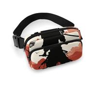 Marsupio alla moda con stampa samurai in twill di grande capacità, un articolo indispensabile per viaggiare a mani libere, Samurai, 20x13cm