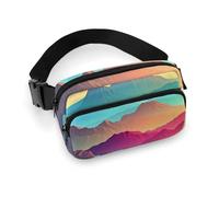 Marsupio alla moda con stampa sfumata di montagna di grande capacità, un articolo indispensabile per viaggiare a mani libere, Colore Montagna Gradiente, 20x13cm