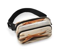 Marsupio alla moda con stella marina sulla sabbia e paesaggio, marsupio con tracolla regolabile e tasche con cerniera, borse a tracolla per viaggi, ciclismo, corsa, escursionismo