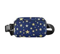 Marsupio alla moda con stelle dorate e glitter finti blu scuro, alla moda, per uomo e donna, multiuso, con cinghia regolabile, per ciclismo, escursionismo, palestra