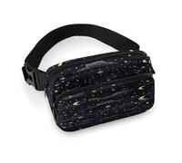 Marsupio alla moda con stelle e luna su sfondo scuro, marsupio con tracolla regolabile e tasche con cerniera, borse a tracolla per viaggi, ciclismo, corsa, escursionismo