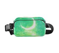 Marsupio alla moda con stelle e lune, per uomo e donna, con tracolla regolabile, per viaggi, palestra, lavoro, Stelle e lune in oro verde, 1 size