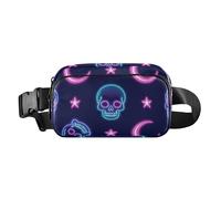 Marsupio alla moda con stelle, lune e scheletri colorati al neon per donne e uomini, piccola borsa da viaggio con tracolla regolabile per ciclismo, escursionismo, palestra