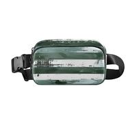 Marsupio alla moda con strisce orizzontali grigio-verdi e bianche per donne e uomini, mini borsa a tracolla con cinghia regolabile per lo shopping, lo sport, il lavoro, Colore grigio-verde e strisce