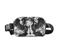 Marsupio alla moda con teschi Yk2 Anime Black Girl alla moda per donne e uomini, grande capacità, con cerniera, con cinturino regolabile, per viaggi, shopping, corsa