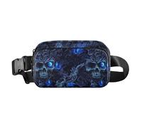 Marsupio alla moda con teschio da strega, con occhi al neon, per donne e uomini, multiuso, con cerniera, con cinghia regolabile, per shopping, sport, lavoro