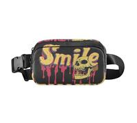 Marsupio alla moda con teschio della morte a goccia, per donne e uomini, grande capacità, borsa a tracolla per passaporto, con cinghia regolabile, per viaggi, vacanze, corsa