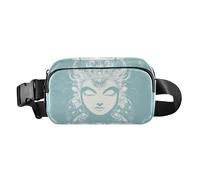Marsupio alla moda con testa di dea blu chiaro, per uomo e donna, piccola borsa a tracolla, accessorio da viaggio con tracolla regolabile, per viaggi, palestra, lavoro, Testa di Dea Azzurro, 1 size
