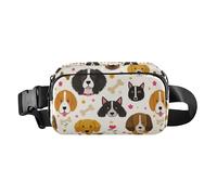Marsupio alla moda con teste di cane e ossa, alla moda, per donne e uomini, grande capacità, con tracolla regolabile, per viaggi, shopping, corsa