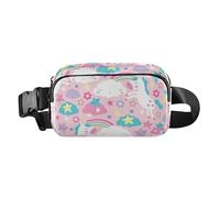 Marsupio alla moda con unicorni di pesca, unisex, piccola borsa a tracolla con cinghia regolabile per viaggi, corsa, escursionismo, Motivo unicorni pesca, 1 Size