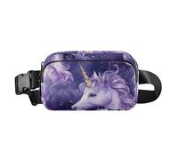 Marsupio alla moda con unicorni viola carini cartoni animati per donne uomini piccola borsa a tracolla con tracolla regolabile per lo shopping sport lavoro, Cartone animato carino unicorno viola, 1
