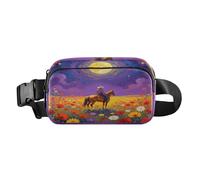 Marsupio alla moda da cowboy, cavallo, luna, notte stellata | Marsupio da corsa per uomo e donna, piccolo, con cinghia regolabile, per allenamento, corsa, escursionismo