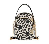 Marsupio alla moda da donna con leopardo nero dorato e stelle nere a tracolla con multi tasche borsa a mano per le madri, Leopardo nero stelle dorate e nere, 1 size