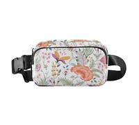 Marsupio alla moda fantasia floreale ricamo giacobino donne uomini adolescenti piccolo marsupio con cerniera marsupio con tracolla regolabile per ciclismo, escursionismo, palestra, Fantasia floreale
