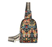 Marsupio alla moda Farfalle e Fiori Vivid Color Fanny Pack crossbody multiuso nero per escursionismo, Farfalle e fiori dai colori vivaci
