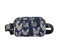 Marsupio alla moda giallo esotico con disegni di cartoni animati esotici per donne uomini adolescenti marsupio impermeabile, Beauty Gatti abissini Blu marino, 1 size