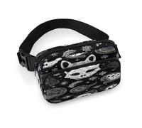 Marsupio alla moda gotico con teschio e gatto luna, marsupio con tracolla regolabile e tasche con cerniera, borse a tracolla per viaggi, ciclismo, corsa, escursionismo