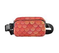 Marsupio alla moda in oro rosa turchese verde per donne uomini mini borsa a tracolla accessorio da viaggio per palestra, Motivo squamoso nei toni del rosso, 1 size