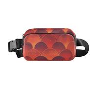 Marsupio alla moda in oro rosa turchese verde per donne uomini mini borsa a tracolla accessorio da viaggio per palestra, Drago rosso sfumato - scala - ispirato Pattern, 1 size