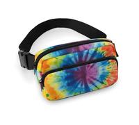Marsupio alla moda in twill di grande capacità stampato tie dye, un articolo indispensabile per viaggiare a mani libere, Tintura a nodo., 20x13cm