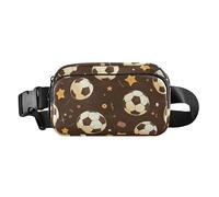 Marsupio alla moda marrone con stella del calcio per uomo donna mini marsupio con cinghia regolabile per viaggi vacanze corsa