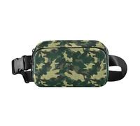 Marsupio alla moda mimetico bianco e verde per uomo e donna, borsa a tracolla resistente all'acqua, antifurto, con cinghia regolabile, per viaggi, shopping, corsa, Bianco e Verde Camouflage, Taglia