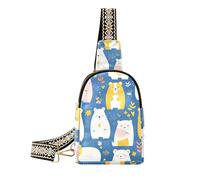 Marsupio alla moda Mr & mrs Bear Peach Blue borsa a tracolla carino per il viaggio